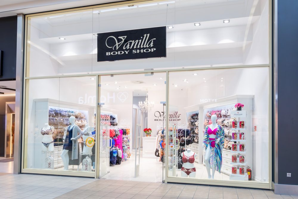 Witryna sklepu Vanilla Body Shop w M1 Kraków