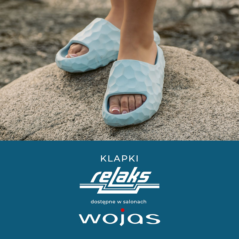 Grafika promocyjna marki Wojas. Nowe letnie klapki relaks.